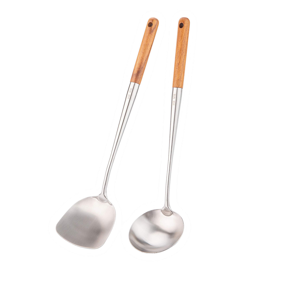 FJNATINH Solid 304 Stainless Steel Skimmer Slotted Spoon Colander Strainer Ladle for Cooking and Frying, Kitchen Utensils Wire Strainer Pasta Strainer Spoon