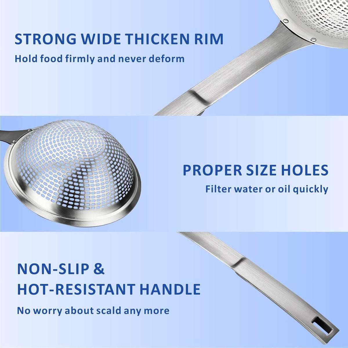 Yimi Skimmer Slotted Spoon Ladle,304 Stainless Steel Durable for Kitchen
