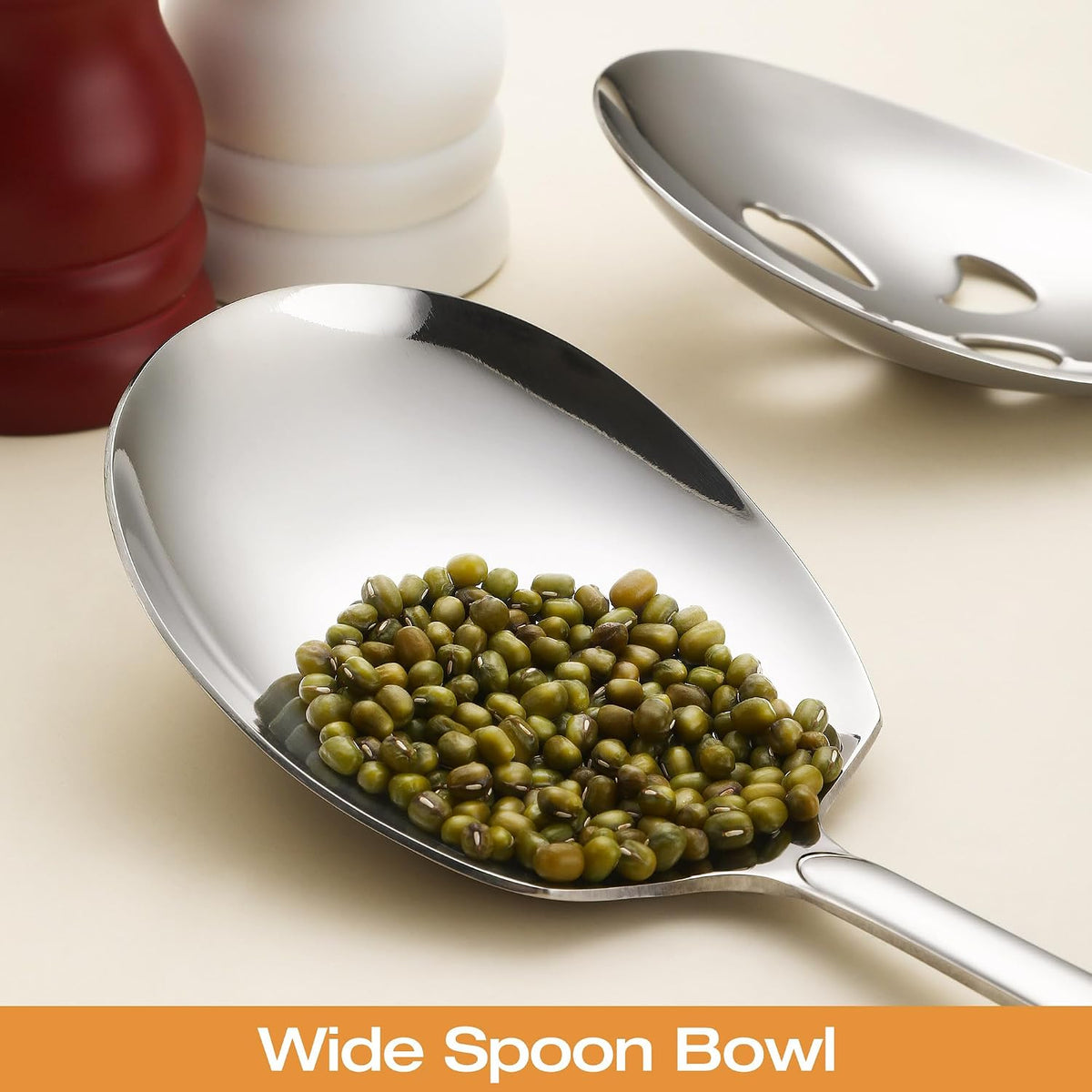 Extra Large Serving Spoons Set of 6-Piece, 11.7-Inch Serving Slotted Spoon x 3 Serving Spoon x 3, 18/8 Stainless Steel Serving Utensil for Buffet, Parties, Catering - Dishwasher Safe(6-Pack, Silver)
