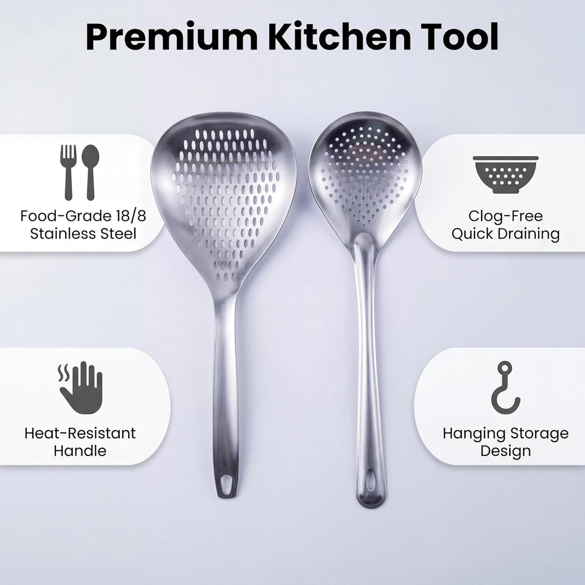 Stainless Steel Strainer Spoon, 2 Pack