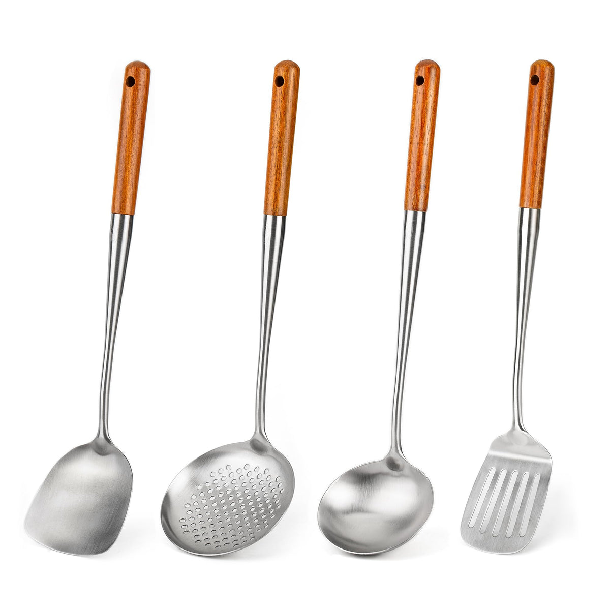 FJNATINH Solid 304 Stainless Steel Skimmer Slotted Spoon Colander Strainer Ladle for Cooking and Frying, Kitchen Utensils Wire Strainer Pasta Strainer Spoon