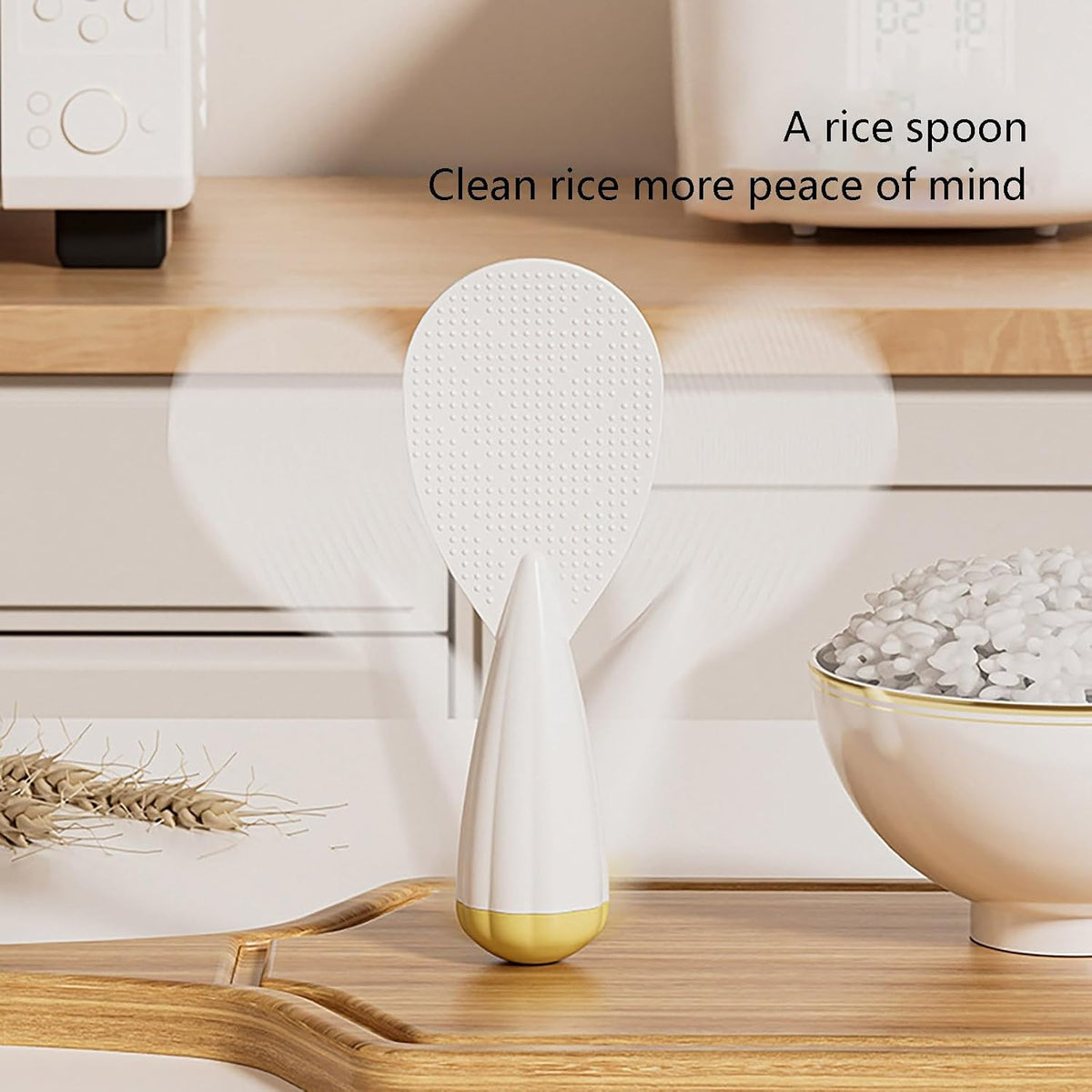 PP Rice Paddle, 7 Inch Self Standing Non-Stick Anti-Slip Heat Resistant Ergonomics Rice Spoon,Deform-Proof Lightweight Versatile Uses Easy to Clean Rice Spoons for Kitchen Home Dorm Travel