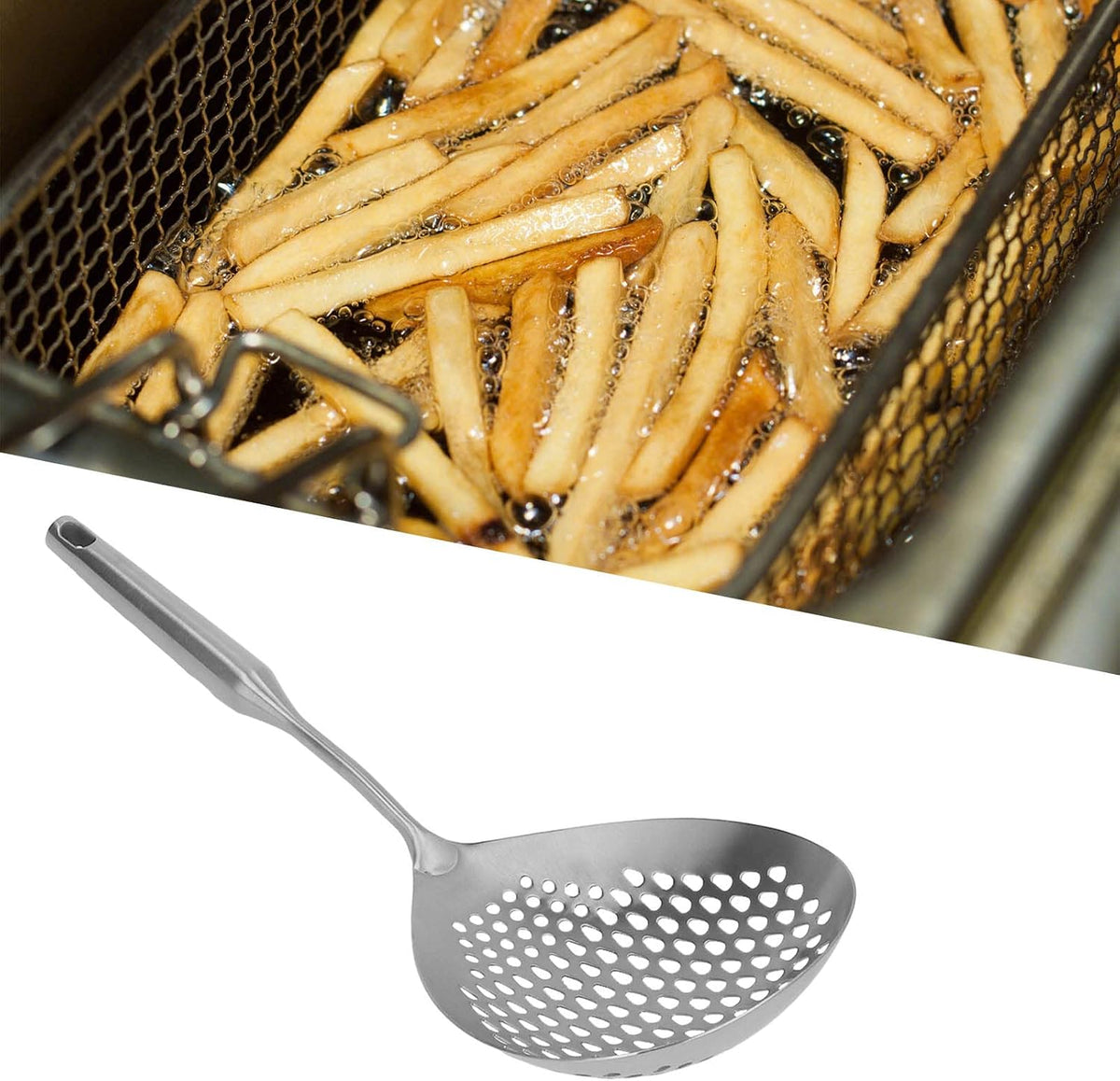 Skimmer Slotted Spoon, Stainless Steel Skimmer Ladle Spider Strainer 