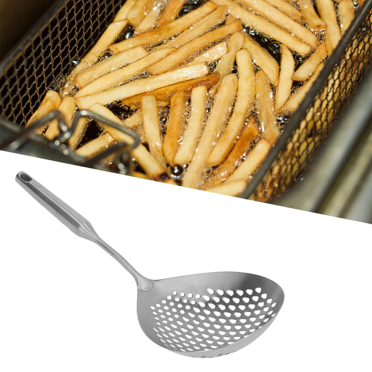 Skimmer Slotted Spoon, Stainless Steel Skimmer Ladle Spider Strainer 