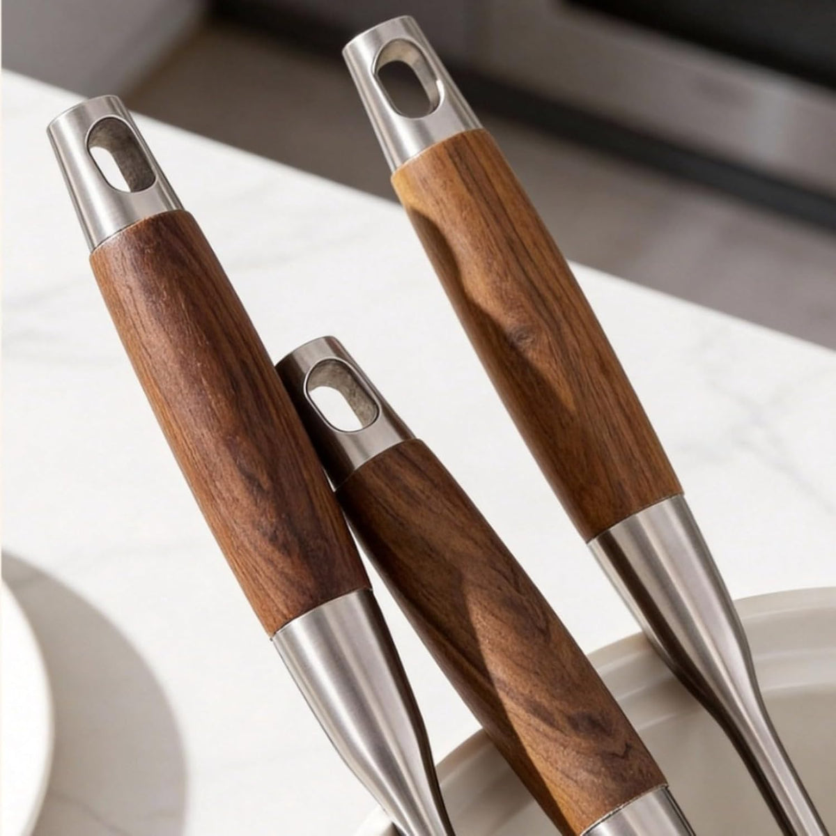 316L Stainless Steel Wok Spatula with Wooden Handle for Frying