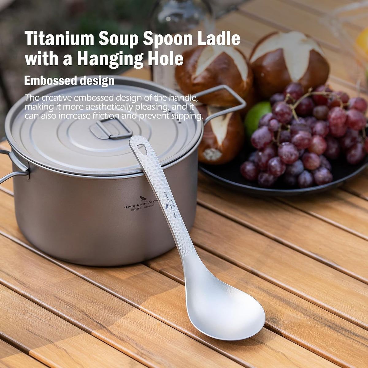 iBasingo Titanium Soup Spoon Large Rice Scoop Ladle Ti1039T