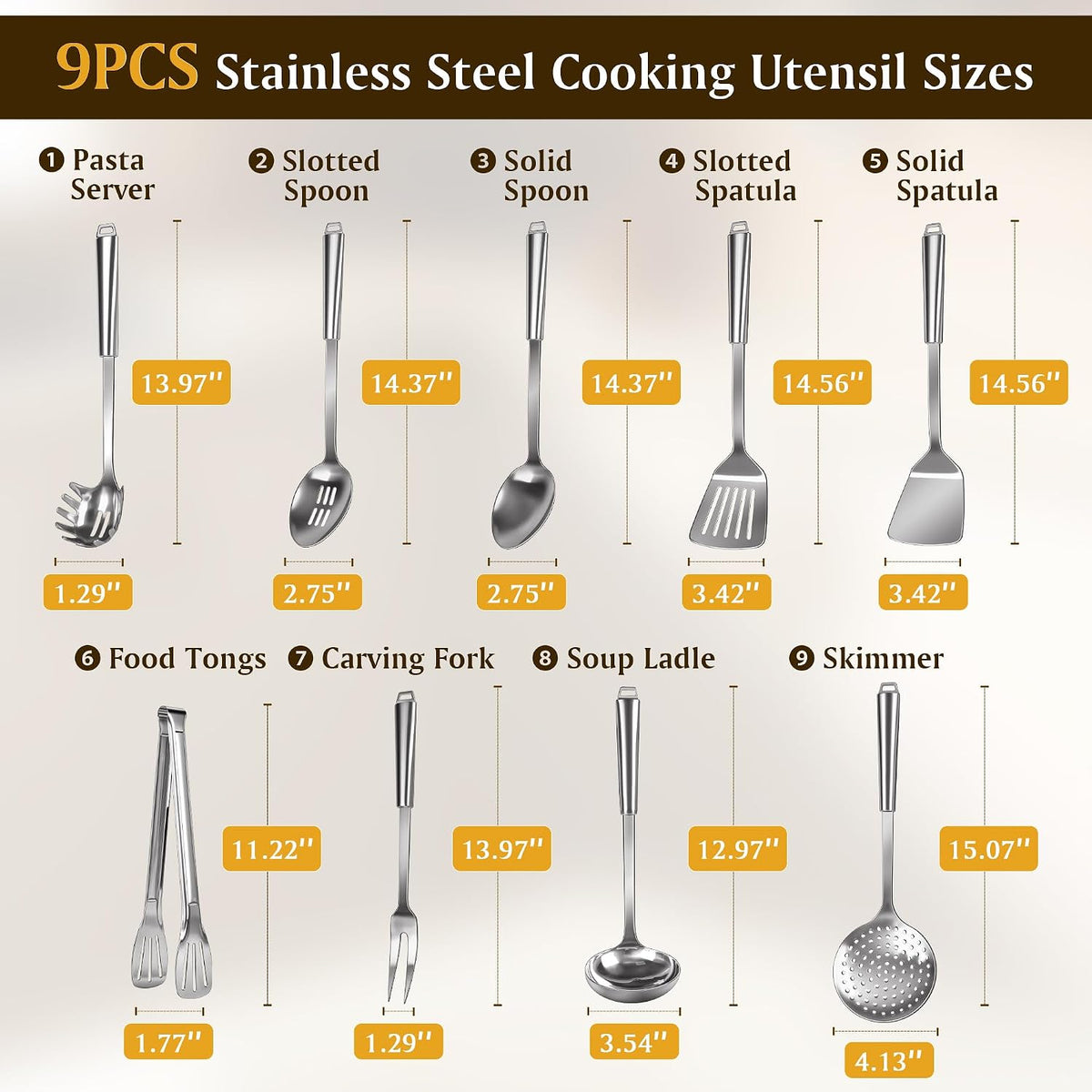 304 Stainless Steel Slotted Spoons for Cooking, Skimmer Ladle, Heavy Duty Sturdy Large Strainer Spoon with Hanging Hole, Heat Resistant Metal Kitchen Utensil, Ergonomic Handle, Dishwasher Safe