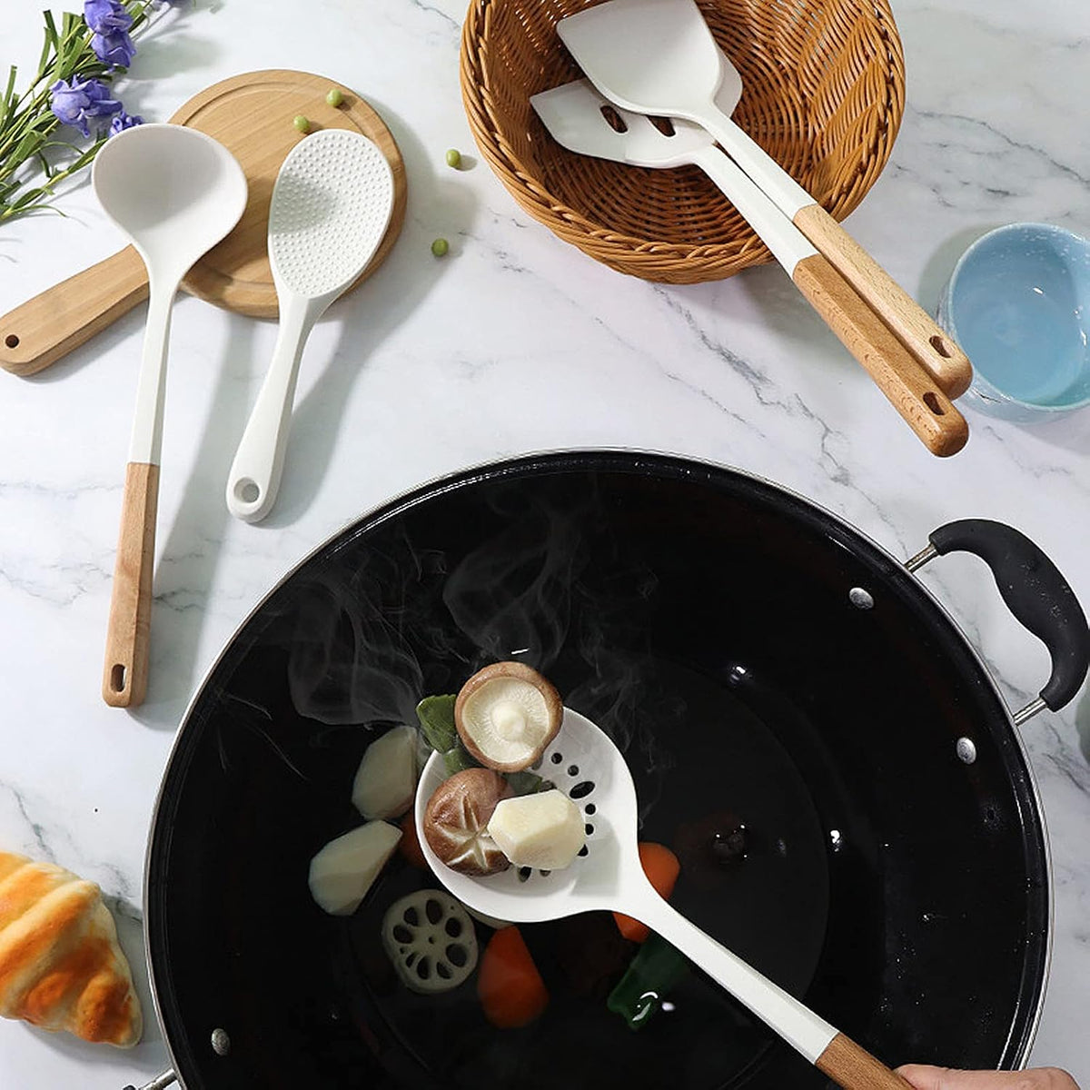 1Pcs Silicone Rice Paddle Non Stick Spatula for Sushi, Mashed Potato