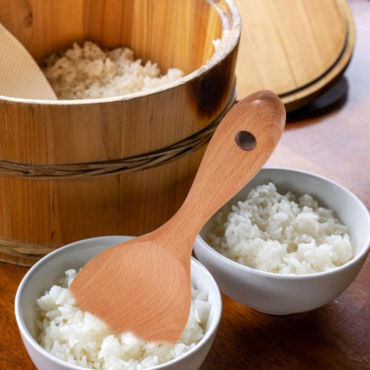 UPKOCH 8.3" Beechwood Rice Paddle - Japanese-Style Non-Scratch