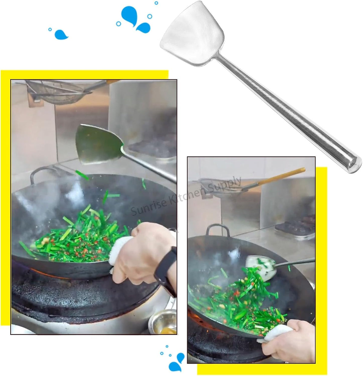 SUNRISE Kitchen Supply All Stainless Steel Wok Shovel #3