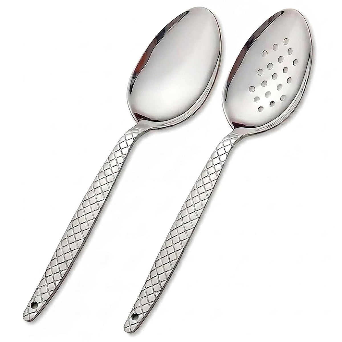 3-PCS Kunz Spoon | 9 Inch 18/10 Stainless Steel Serving Spoons Set Include Serving Spoon, Slotted and Perforated Spoons (Medium 9 Inch, 3 Pack All Kunz)