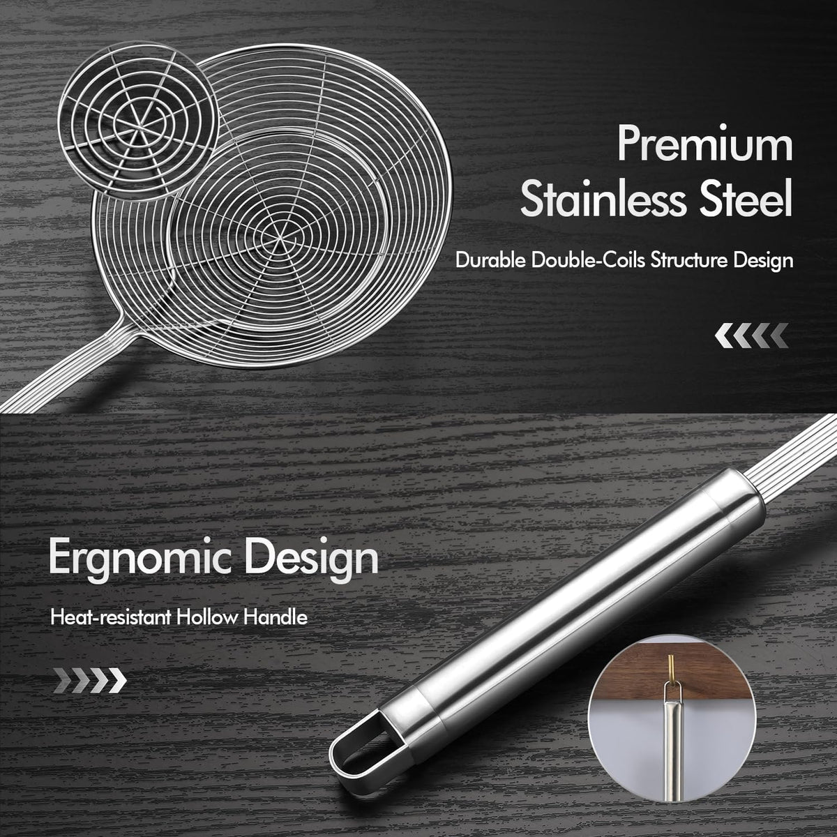 6.89 Large Metal Spider Strainer With Mesh Fatoff Mesh Slotted Spoon For Kitchen,Stainless Steel Cooking Oil Strainer For Deep Fry Basket