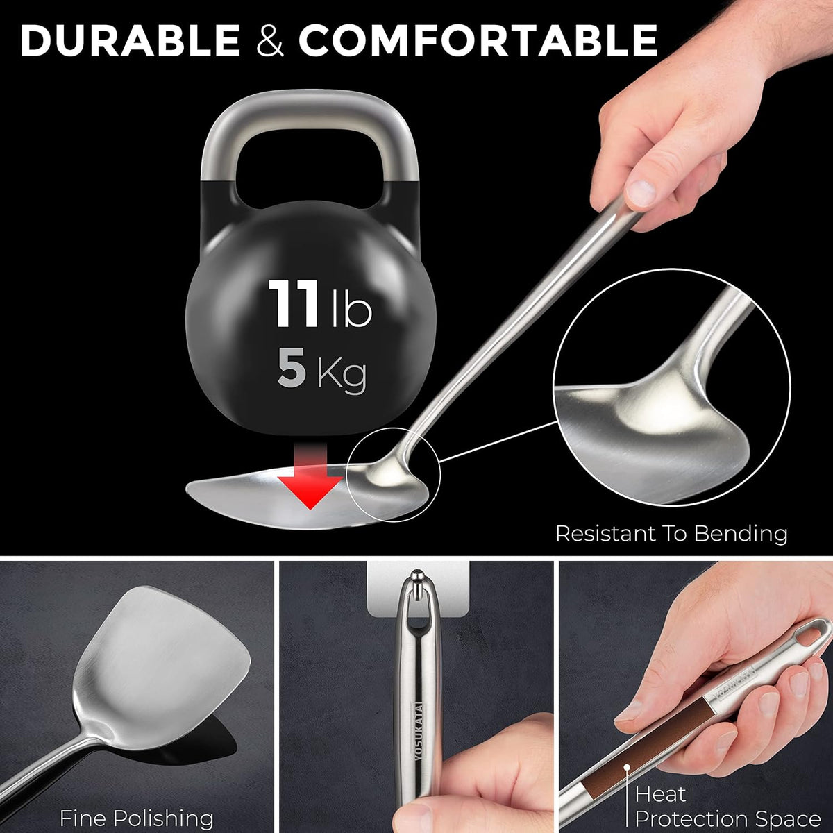 YOSUKATA 17’’ Wok Spatula and Ladle - Set of 2 Heat-Resistant Wok Tools