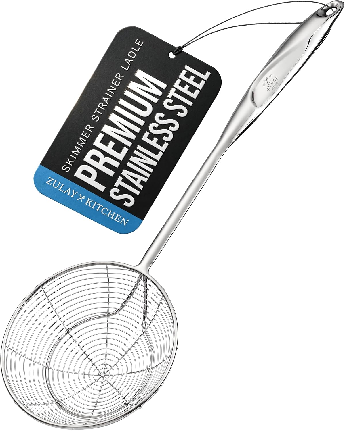Zulay Kitchen Stainless Steel Skimmer Strainer Ladle