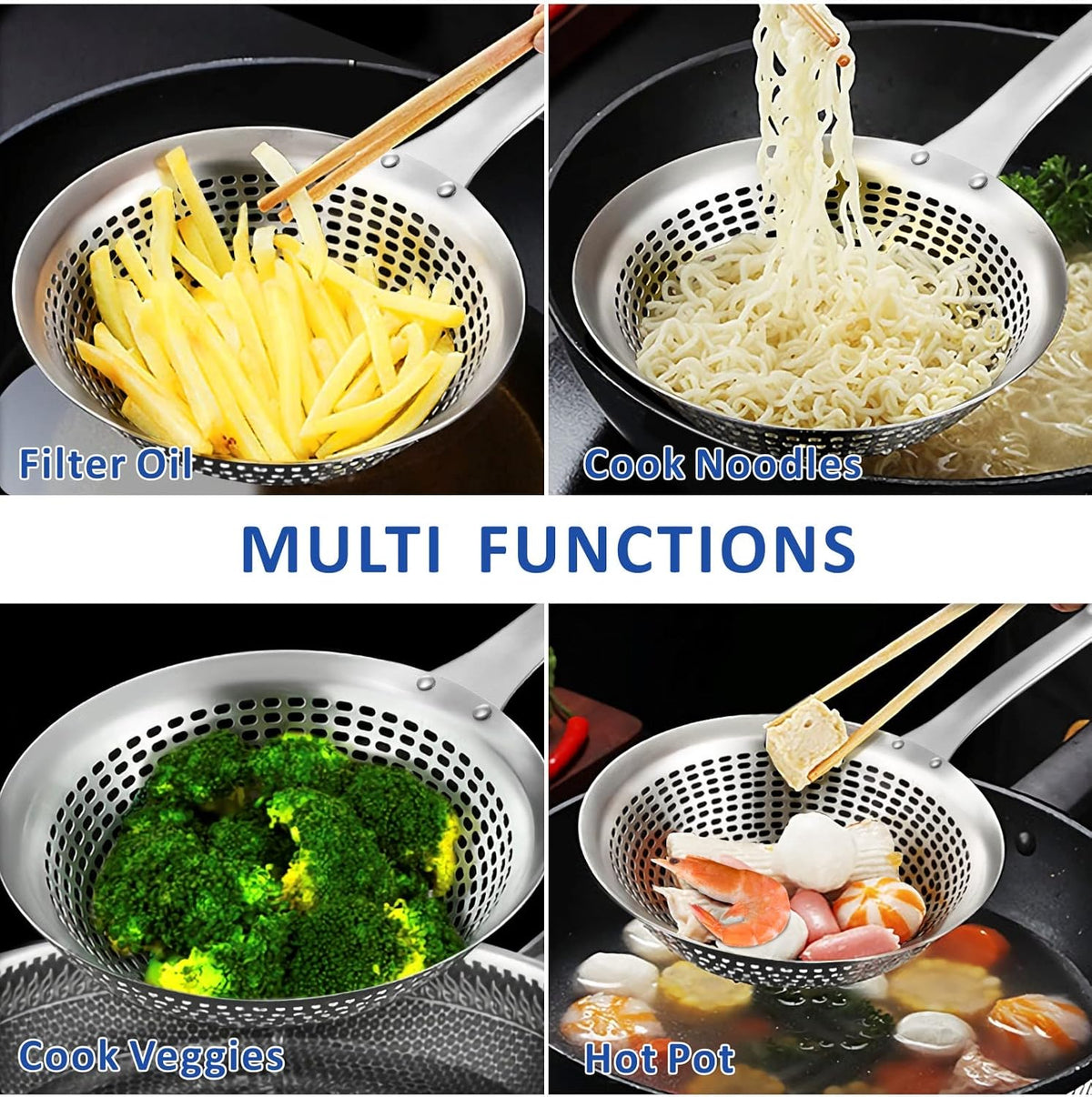 Yimi Skimmer Slotted Spoon Ladle,304 Stainless Steel Durable for Kitchen