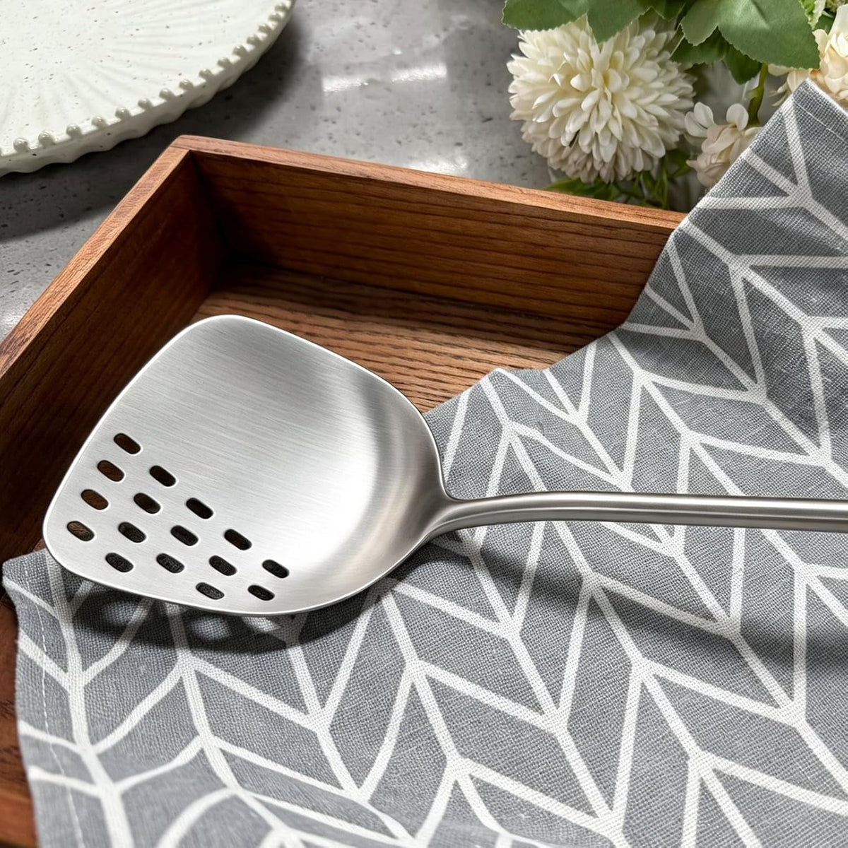 AOOSY Wok Spatula,15 In Long Handle Wok Utensils with Wooden Handle