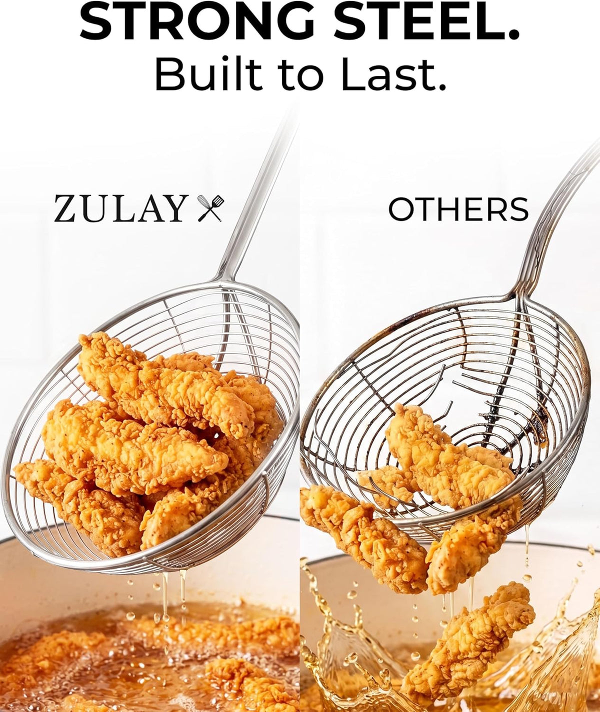 Zulay Kitchen Stainless Steel Skimmer Strainer Ladle