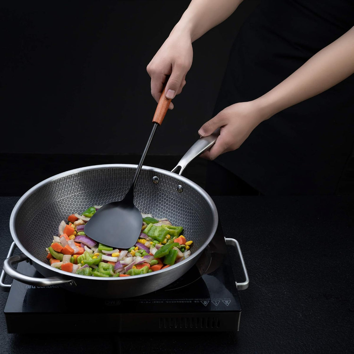 FJNATINH Wok Spatula - 15 Inch Stainless Steel Wok Spatula for Cooking