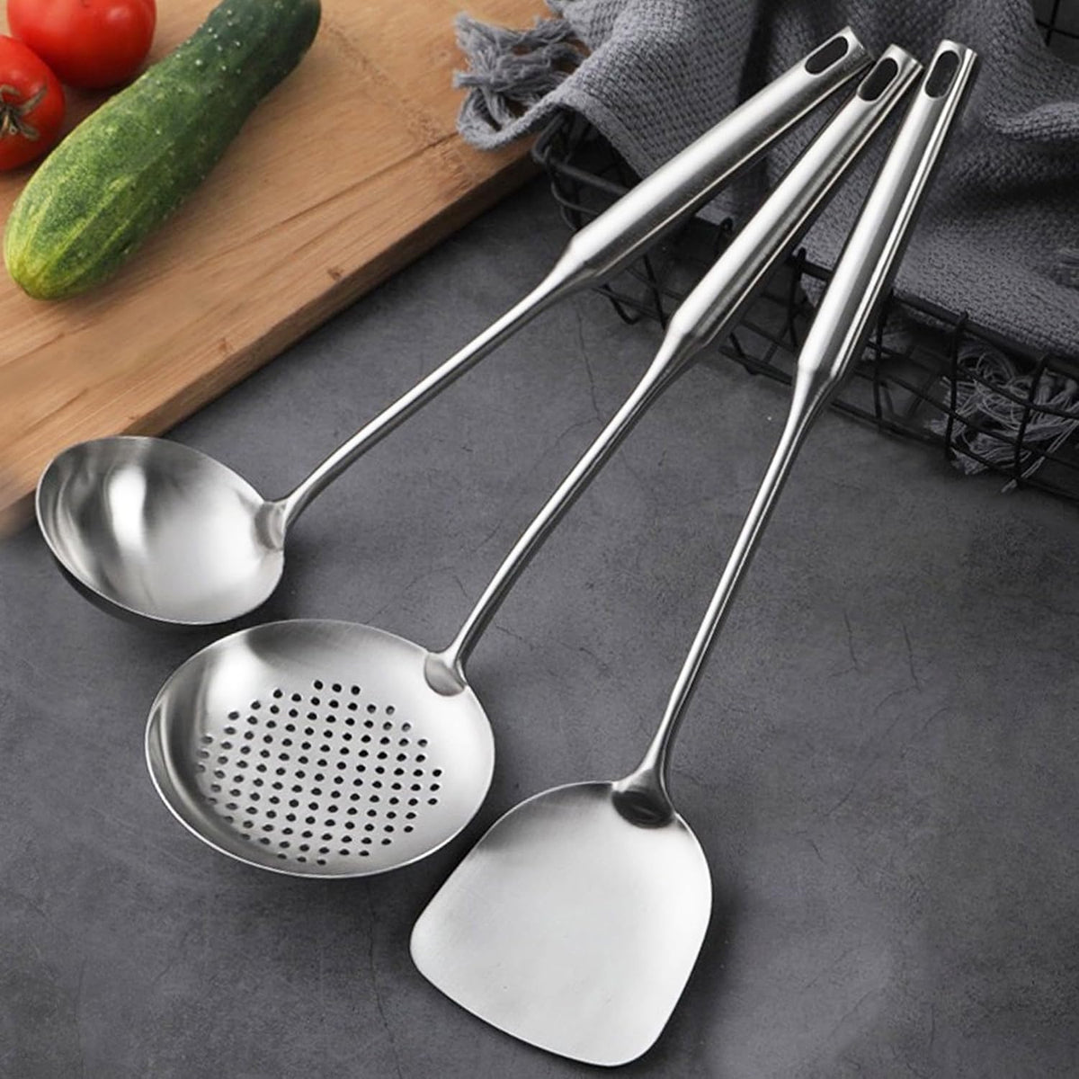 Wok Utensils for Carbon Steel Stainless Steel Wok Spatula Wok Tools
