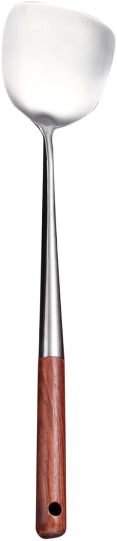 Wooden Handle Wok Spatula Stainless Steel for Stir Fry Cooking