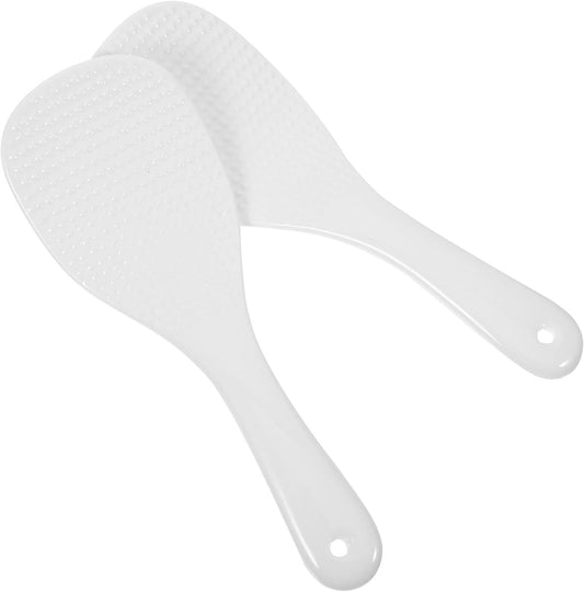 2pcs Ceramic Rice Spoon Paddle Set 7.5 Inch White