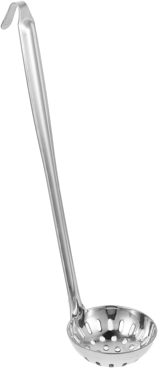 Skimmer Slotted Spoon with Long Handle and Hanging Hook 304 Stainless Steel