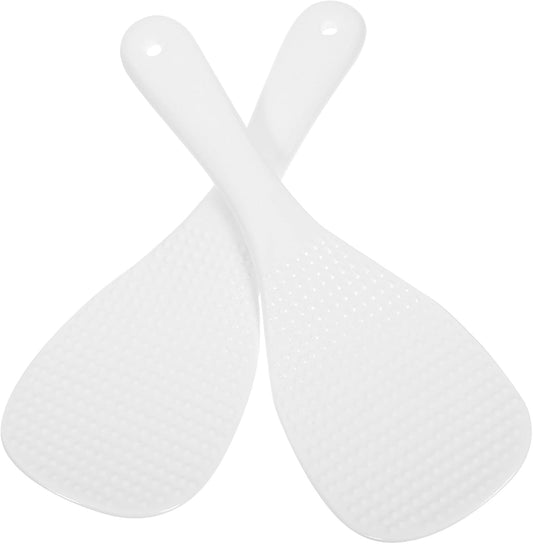 2pcs Rice Paddle Spoon for Non Stick Serving Inch Ceramic White