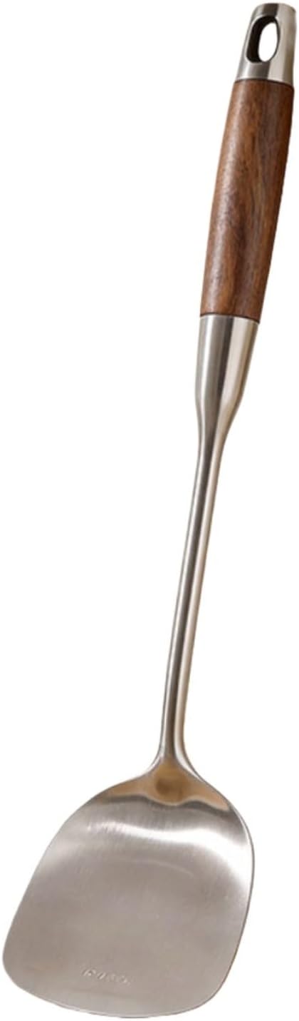 316L Stainless Steel Wok Spatula with Wooden Handle for Frying