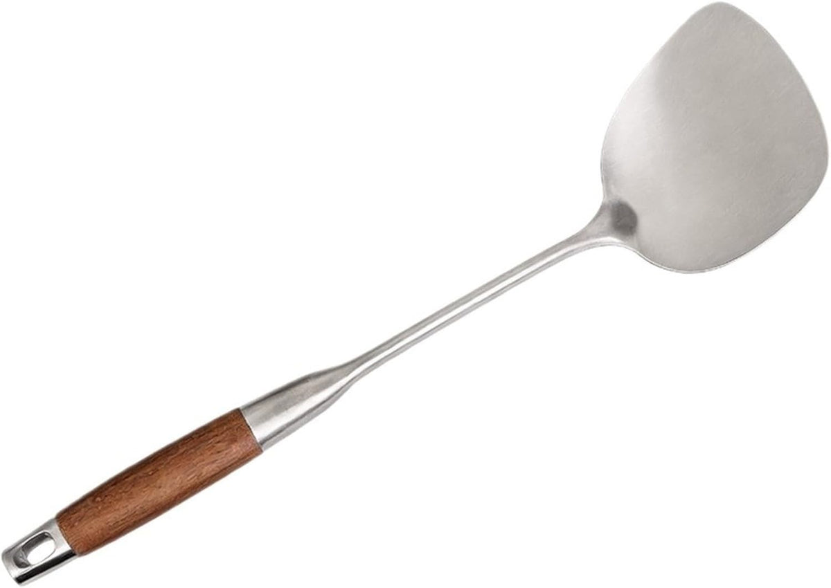 316L Stainless Steel Wok Spatula with Wooden Handle for Frying