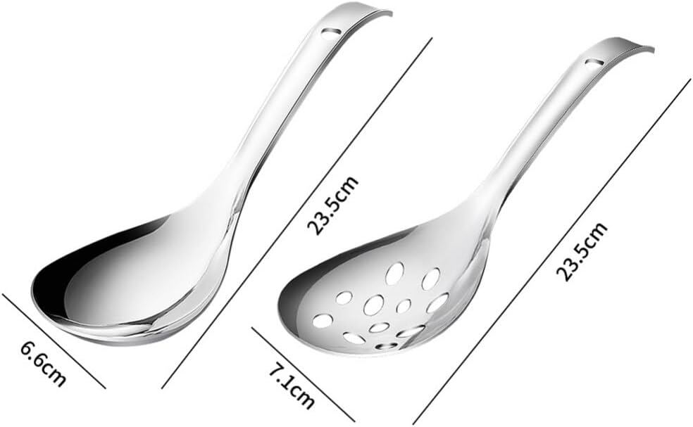 Luxshiny 2-piece Stainless Steel Rice Scooper Set Daily Use Slotted Spoons for Serving Rice Buffet Restaurant Home Kitchen Portable 9.25 inch Utensils