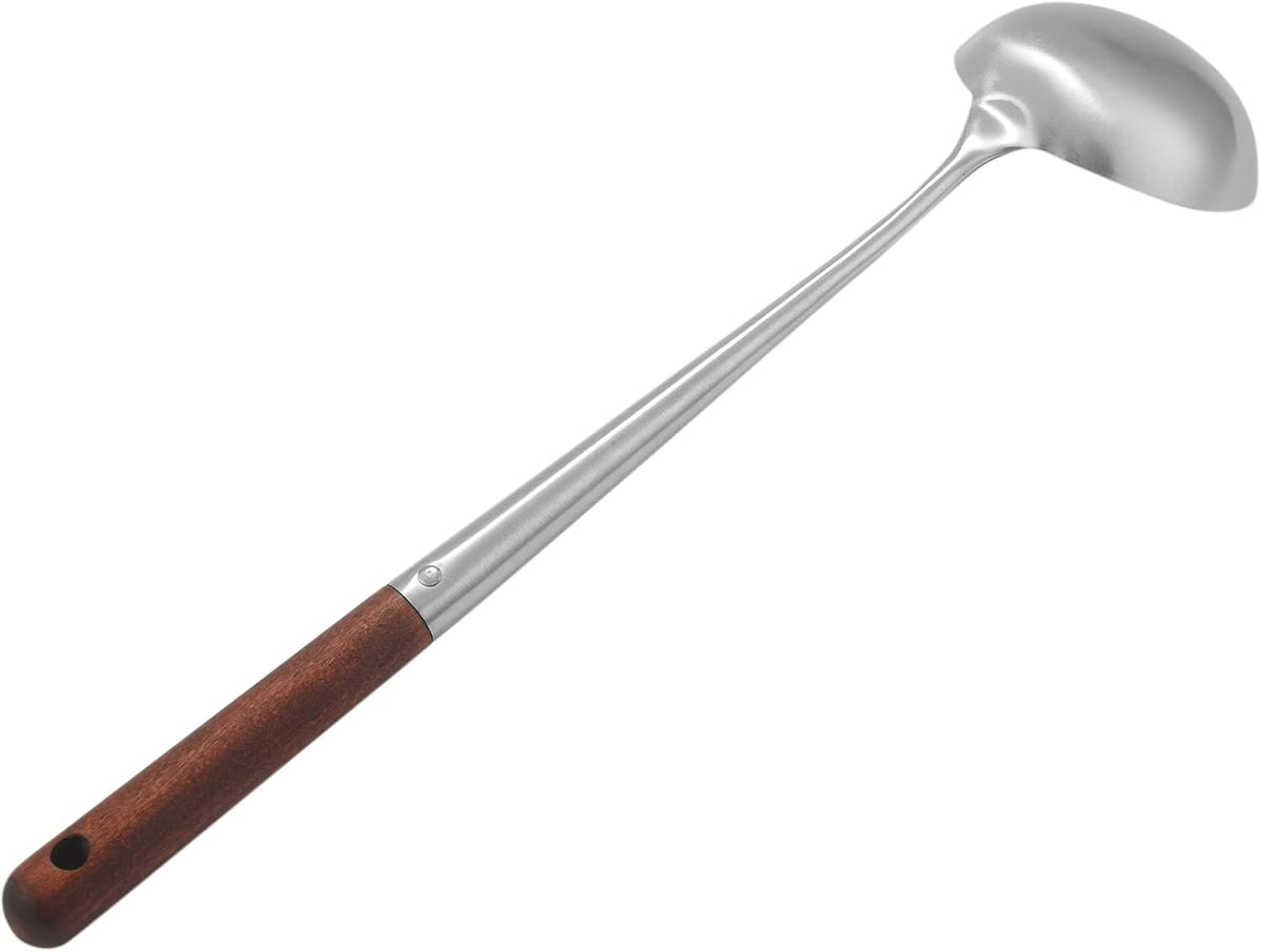 Misaso Wok Spatula and Ladle Tool Set, 17 Inches Spatula for Wok, Stainless Steel Wok Spatula