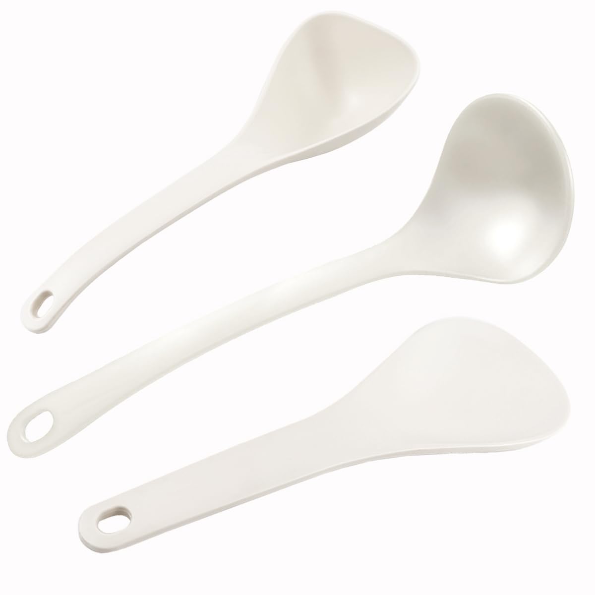 DOERDO 3Pcs Rice Paddle Spoon Soup Spoon Non Stick Rice Scooper Cooking spoon for Rice Soup Potato, Black