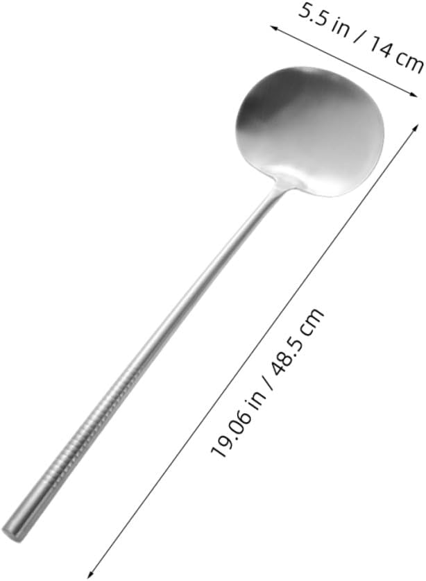 Stainless Steel Wok Spatula Long Handle Large Cooking Spoon Kitchen Utensil for Stir Frying Commercial Restaurant Use