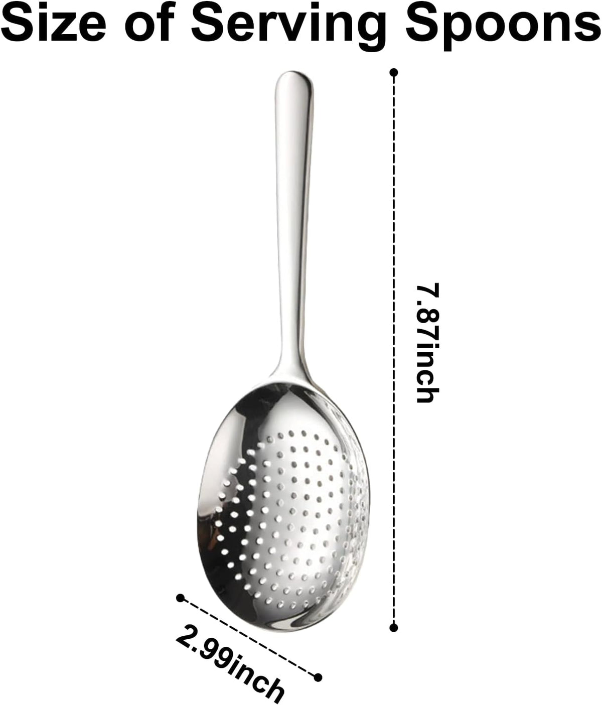 LANGMINGDE Slotted Serving Spoon 18/8 Stainless Steel, 7.87" Large Metal Slotted Spoon with Short Handle, 3.7MM Thick Slotted Utensil for Buffet, Party, Dinner, Restaurants, Kitchen(1 Pack)
