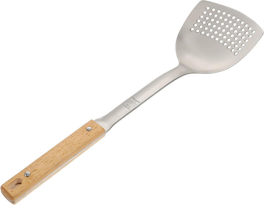 SUPVOX 304 Stainless Steel Wok Spatula Heat-resistant Cooking Shovel Kitchen Utensil for Stir-fry and Food Turning Flat Bottom, Suitable for Home and Professional Cooking