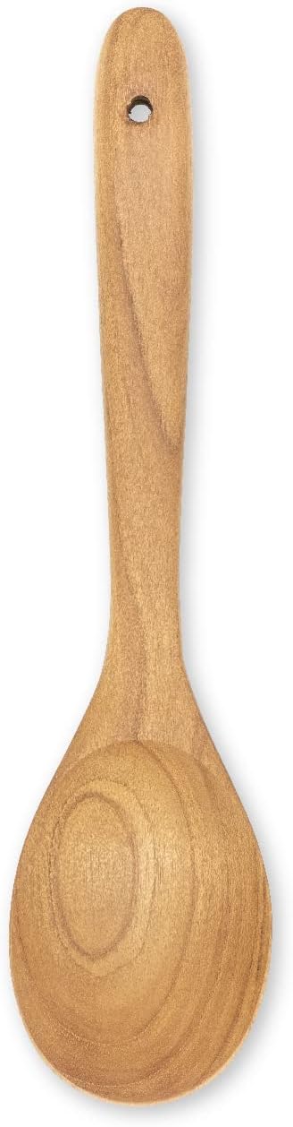 FAAY 12" Big Scoop Spoon, Wide Head, Easy for Cooking and Serving. Handcraft from High Moist Resistance Golden Teak Wood | Durable, Healthy, Ergonomic Handle for Non Stick Cookware
