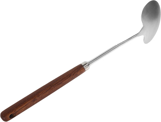 Frying Spatula Stainless Steel with Wooden Long Handle for Woks