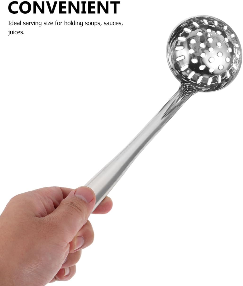 Skimmer Slotted Spoon with Long Handle and Hanging Hook 304 Stainless Steel
