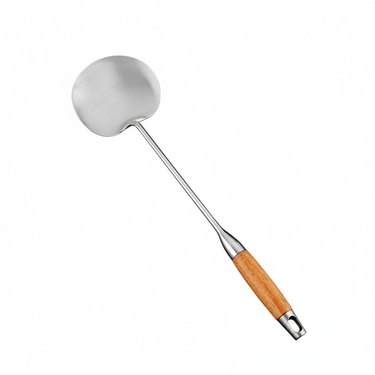 Stainless Steel Wok Spatula with Long Handle, Stir Fry Turner for Deep Woks, Silver