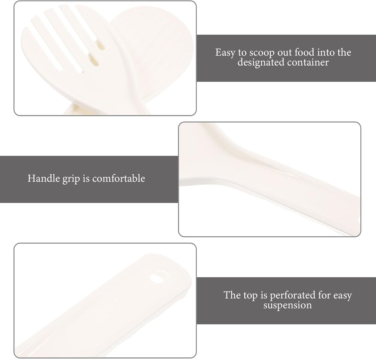 4pcs Reusable White PP Rice Paddle Serving Spoon