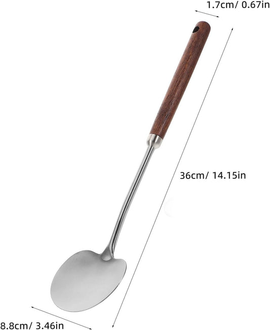 Mushroom Spatula Stainless Steel Wood Handle Wok Tool