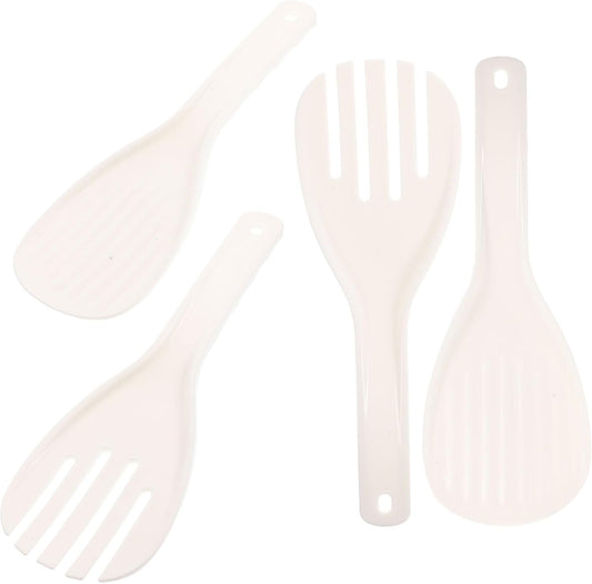 4pcs White PP Rice Paddle Spoon Set for Sushi and Household Cooking