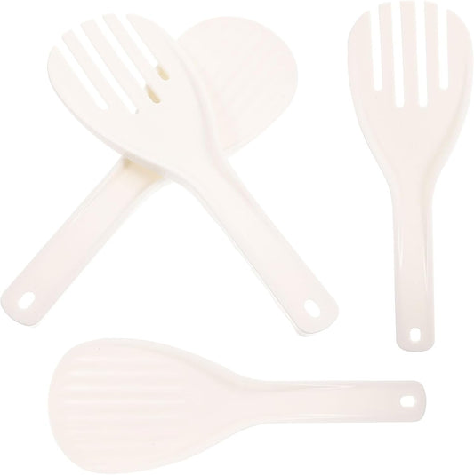 4pcs Reusable White PP Rice Paddle Serving Spoon