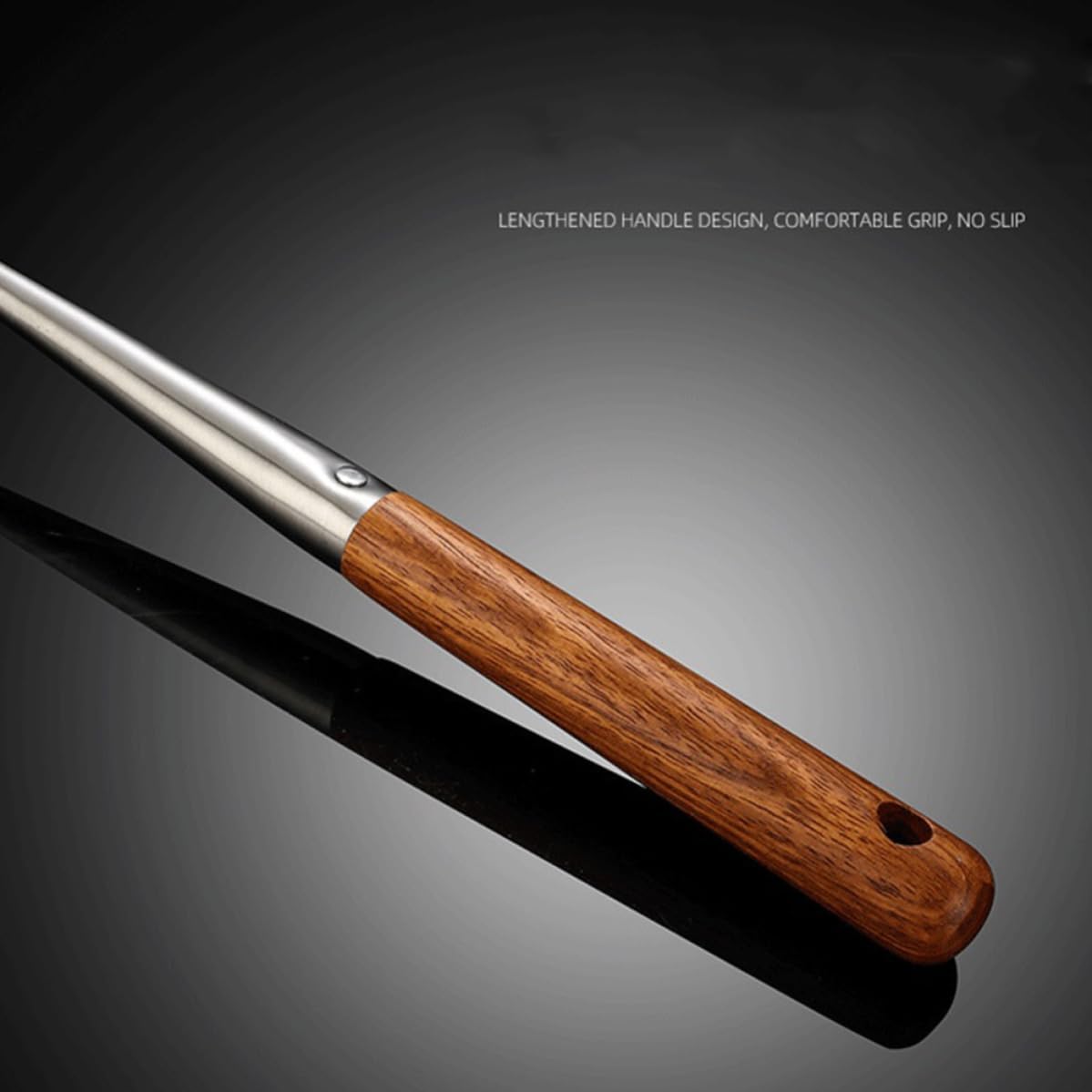 Wooden Handle Cooking Spatula Stainless Steel for Wok Stir Fry