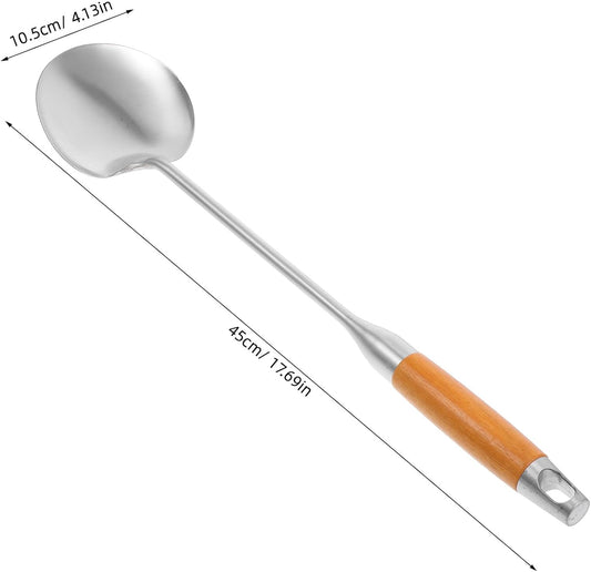 Wooden Handle Wok Spatula Stainless Steel for Stir Fry Cooking