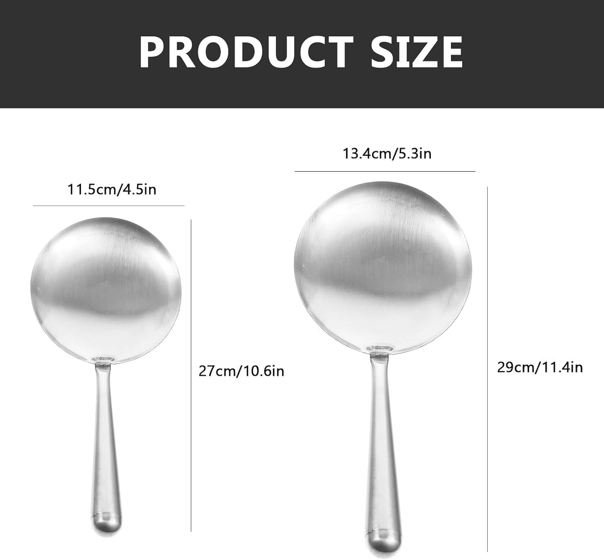 Zerodeko Tofu Pudding Spoon Set of 2 Stainless Steel Flat Ladle for Silken Tofu Rice and Water One-Piece Molding with Ergonomic Handle 11.41 in Kitchen Food Serving Spoons