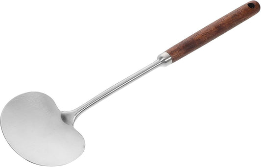 Mushroom Spatula with Wooden Handle Stainless Steel for Wok Frying