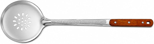 18'' Stainless Steel Skimmer for Uzbek Plov Slotted Spoon for Kazan Cooking with Wooden Handle.