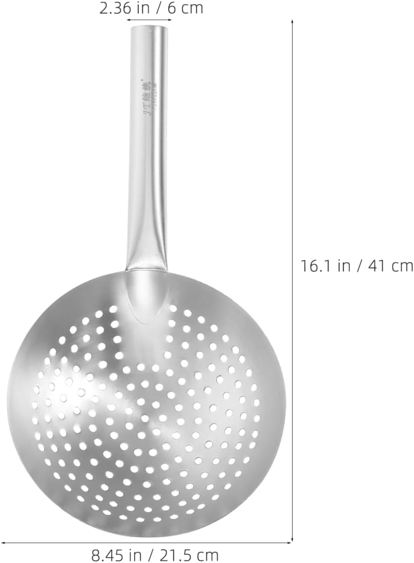 CALLARON Stainless Steel Skimmer Spoon - 16 inch Filter Spoon for Kitchen, Metal Pasta Strainer, Cooking Serving Strainer - Oil Filter, Food Frying, Drainage, Noodles Draining