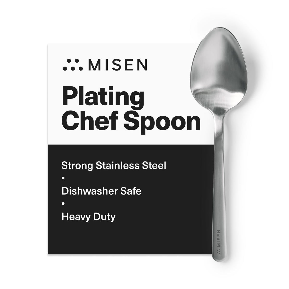 Misen Scraper Chef Spoon – Stainless Steel Cooking Spoon and Spatula Hybrid for Flipping Burgers Tossing Vegetables Scraping Pots Serving Casseroles and Everyday Kitchen Prep